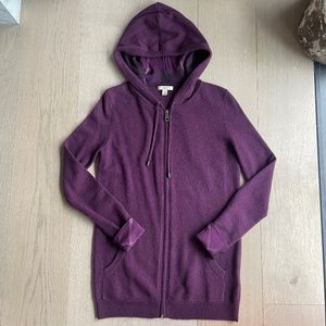 Burberry 100% Cashmere Purple Jacket, S Small, Womens Zip Up Vintage Check Hood